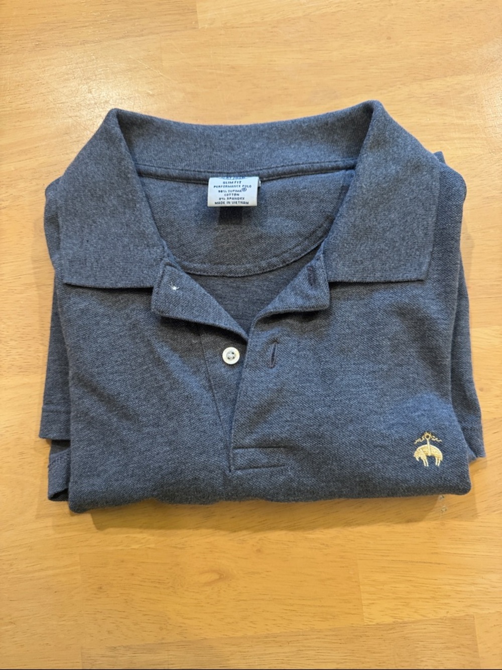 Brooks Brothers Heathered Charcoal Polo with Gold Crest